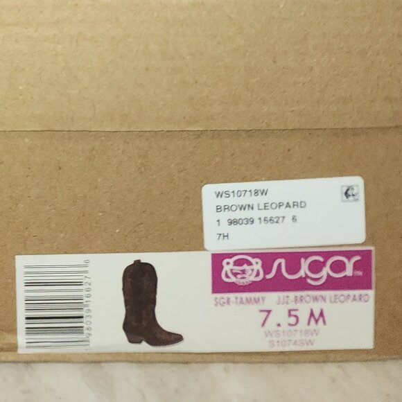 Sugar Womens Tammy Tall Cowboy Boot Brown Leopard from Macy’s - c024 - Picture 7 of 8